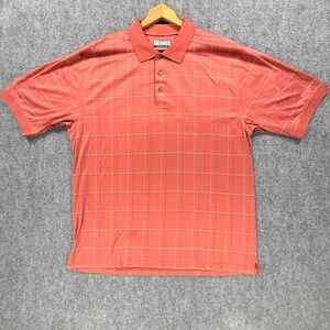 Y2K Jos A Bank Leadbetter Golf Polo Men's XL Salmon Windowpane 100% Cotton